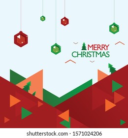 Merry Christmas Abstract red and green 