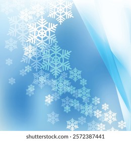 Merry Christmas Abstract Snowflakes Light Blue Background