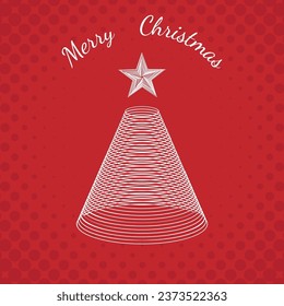 Merry Christmas abstract tree shape with halftone dots background, Christmas invitation, vector illustration