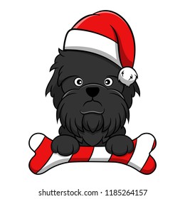 Merry Christmas Affenpinscher Cartoon Dog. Vector illustration of purebred Christmas affenpinscher dog.
