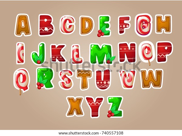 Merry Christmas Alphabet Letters Abc Edible Stock Vector (Royalty Free ...
