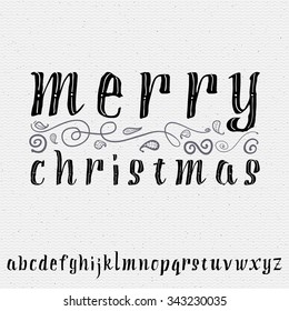 Merry christmas  and Alphabet script for this insignia can be used in the design, postcards