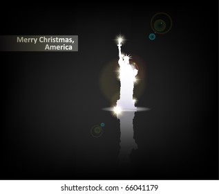 "Merry Christmas, America". From Serial of minimalistic contemporary Greeting Christmas Cards.