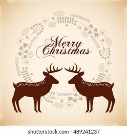merry christmas animal character holiday december vector illustration design