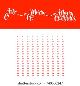 Merry Christmas Animation. Calligraphic Typography For Holiday Greeting Video. Lettering Vector Illustration.