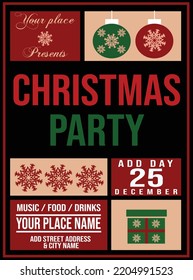 merry Christmas annual party celebration poster flyer social media post design