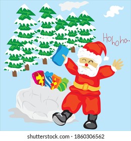 Merry Christmas with the arrival of Santa Claus bringing lots of gifts