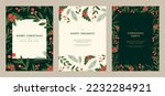 Merry Christmas artistic templates. Corporate Holiday card and invitation. Floral frame and background design. greeting card, poster, holiday cover, banner, flyer. Modern flat vector illustration.