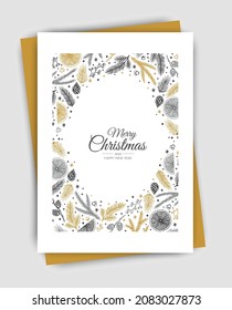 Merry Christmas artistic templates. Corporate Holiday cards and invitations. Floral frames and backgrounds design.