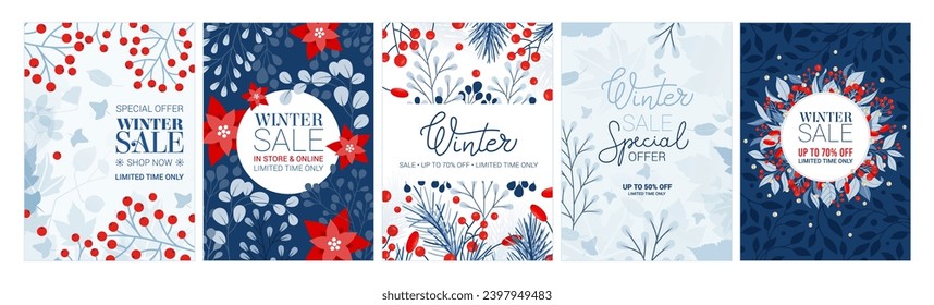 Merry Christmas artistic templates. Corporate Holiday card and invitation. Floral frame and background design. greeting card, poster, holiday cover, banner, flyer. Modern flat vector illustration