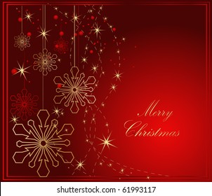 Christmas Background Shining Red Snowflakes Snow Stock Vector (Royalty ...