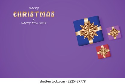 Merry Christmas background with 3D Xmas Gift Box concept. can be used for banners, business, sales and more. Vector Illustration