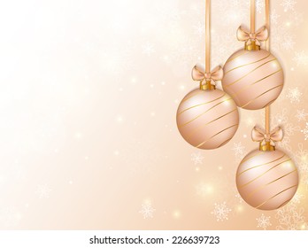 Merry Christmas! Background with christmas balls and space for text. Holiday banner. Vector illustration.