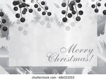 Merry Christmas background with berries. Vector illustration.