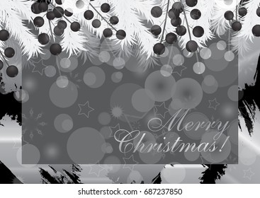 Merry Christmas background with berries. Vector illustration.