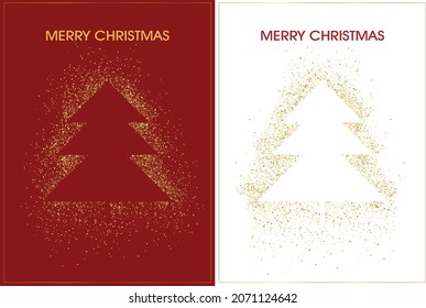 Merry Christmas Background with Border made of Cutout Gold Foil Stars and Silver Snowflakes. Christmas Greeting Card. typography and luxury feel, gold and black
