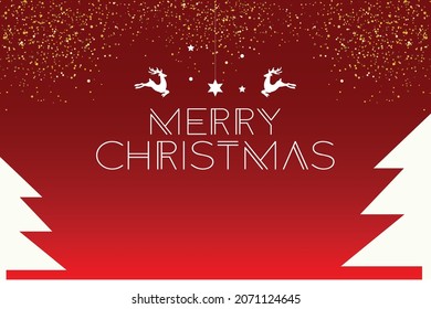 Merry Christmas Background with Border made of Cutout Gold Foil Stars and Silver Snowflakes. Christmas Greeting Card. typography and luxury feel, gold and black
