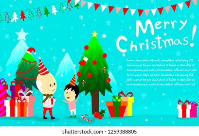 Merry christmas background with boy and oldman,happy public holiday