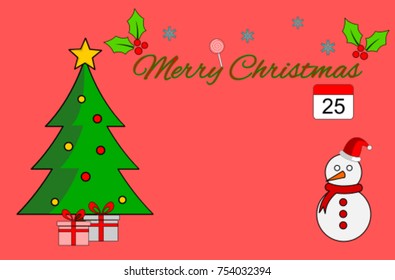 Merry Christmas background, cartoon design - vector illustration
