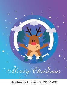 Merry Christmas background. Children's postcard. Happy Holidays. Festive print, banner. Clothes print.