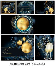 Merry Christmas background collections gold and blue