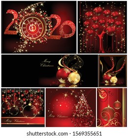 Merry Christmas background collections gold and red