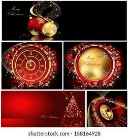 Merry Christmas background collections gold and red
