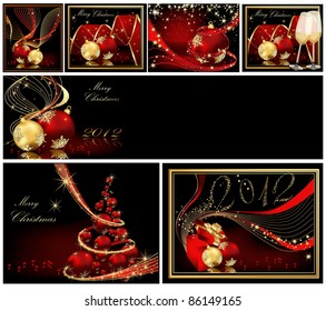 Merry Christmas background collections gold and red