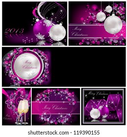 Merry Christmas background collections silver and violet