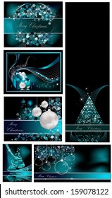 Merry Christmas background collections silver and blue