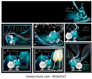 Merry Christmas background collections silver and blue