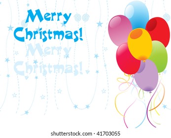 merry christmas background with colorful balloons