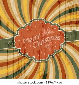 Merry Christmas background with colorful rays background, vector.