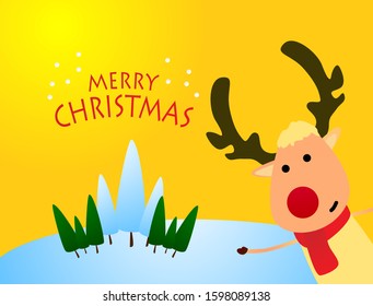 merry christmas background with cute character illustration 