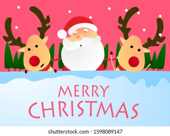 merry christmas background with cute character illustration 