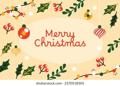 Merry Christmas background. December 25. Happy Christmas season Celebration. Christmas tree. Vector illustration for Poster, Banner, Greeting Card, Flyer, Invitation, Card, Cover, Template. gift box.