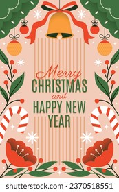 Merry Christmas background. December 25. Happy Christmas season Celebration. Christmas tree. Vector illustration for Poster, Banner, Greeting Card, Flyer, Invitation, Card, Cover, Template. gift box.