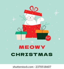 Merry Christmas background. December 25. Happy Christmas season Celebration. Christmas tree. Vector illustration for Poster, Banner, Greeting Card, Flyer, Invitation, Card, Cover, Template. gift box.