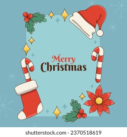 Merry Christmas background. December 25. Happy Christmas season Celebration. Christmas tree. Vector illustration for Poster, Banner, Greeting Card, Flyer, Invitation, Card, Cover, Template. gift box.