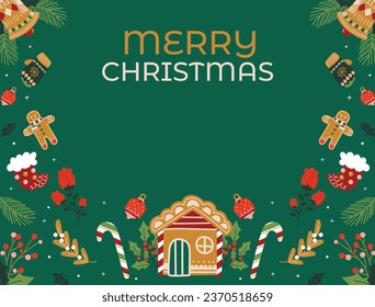 Merry Christmas background. December 25. Happy Christmas season Celebration. Christmas tree. Vector illustration for Poster, Banner, Greeting Card, Flyer, Invitation, Card, Cover, Template. gift box.