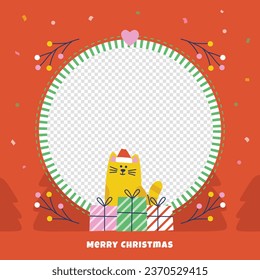 Merry Christmas background. December 25. Happy Christmas season Celebration. Christmas tree. Vector illustration for Poster, Banner, Greeting Card, Flyer, Invitation, Card, Cover, Template. gift box.