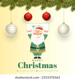 Merry Christmas background decorated with a Christmas tree and Santa Claus.