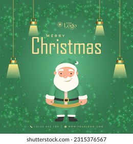 Merry Christmas background decorated with a Christmas tree and Santa Claus.