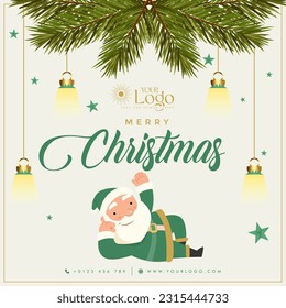 Merry Christmas background decorated with a Christmas tree and Santa Claus.