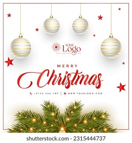 Merry Christmas background decorated with a Christmas tree and Santa Claus.