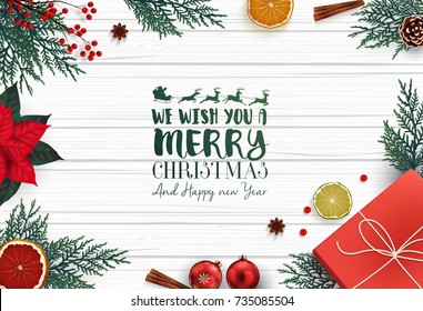 Merry Christmas background with christmas decoration element