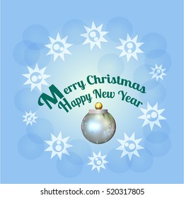Merry Christmas background with decoration and text - Happy New Year.