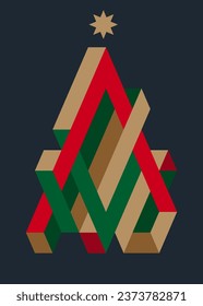 Merry Christmas background decorative with abstract geometric shape of Christmas tree. Design element can be used for greeting card, postcard, backdrop, brochure, publication, vector illustration