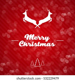Merry Christmas background with deer and text Lettering