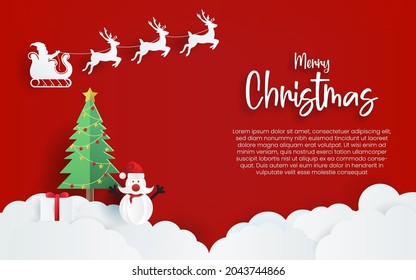 Feliz diseño de fondo navideño con estilo de corte de papel.